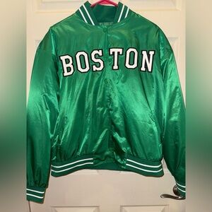 Edikted Green Satin Boston bomber Jacket Medium